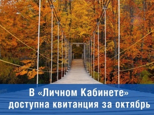 Квитанция за октябрь доступна в «Личном кабинете»