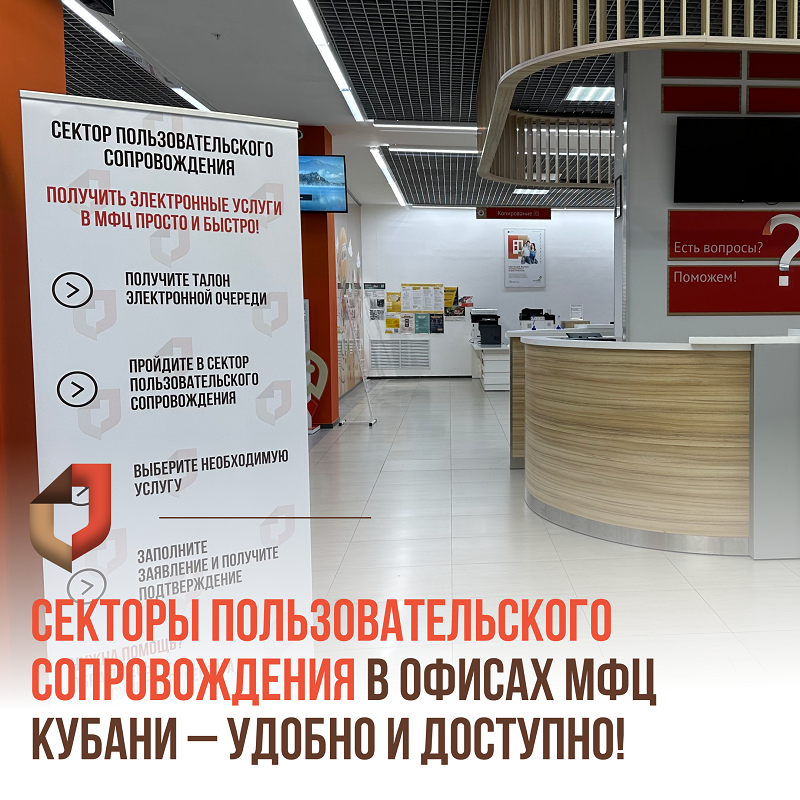 Секторы пользовательского сопровождения в офисах МФЦ Кубани